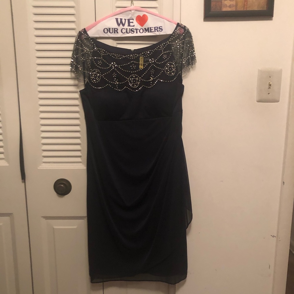 Navy Blue Midi Formal Dress